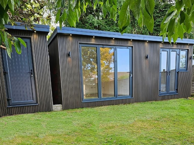 Cladco Composite Slatted Cladding on Garden Room