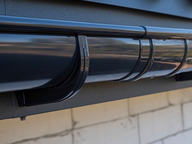 Black uPVC Gutters Close-up