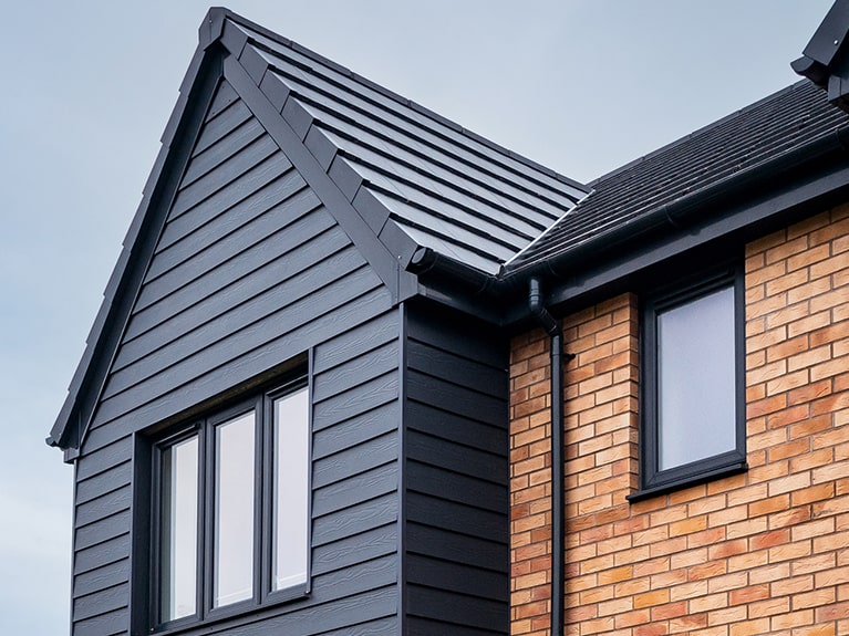 Black uPVC Gutters on New Build