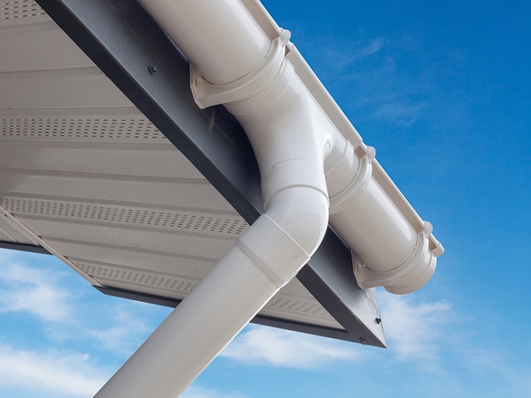 White uPVC Gutters Close-up