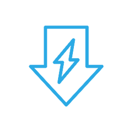 blue arrow icon with electricity in it